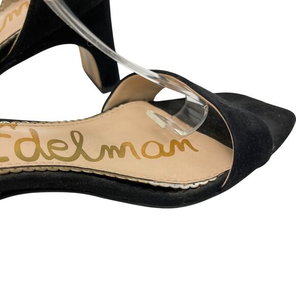 Sam Edelman Holmes Leather Black Suede Ankle Strap High Heels Shoes Party sz 7 - Picture 7 of 16